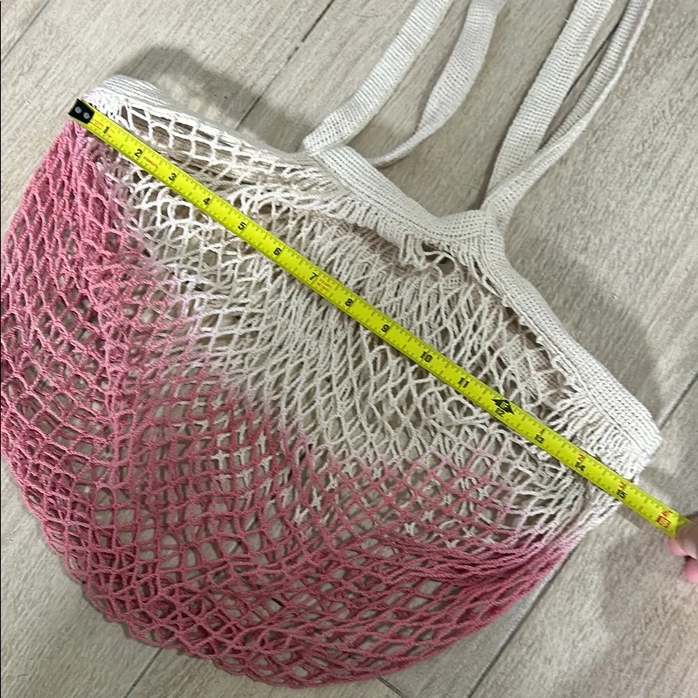 Pink and Cream Mesh Beach Hobo Bag for Summer